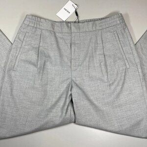 Reiss Men’s “Brighton” Pleat-Front Cuffed Trousers – Soft Grey